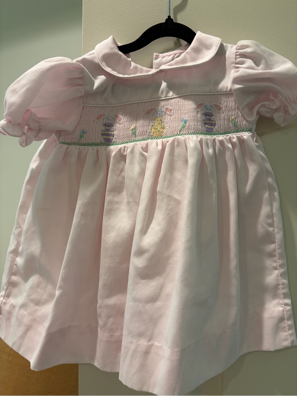 Petit Ami Pale Pink Smocked Dress with Peter Pan Collar